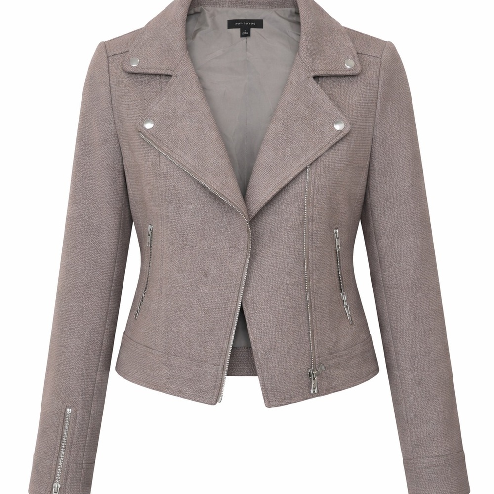 Ann Taylor Cropped Moto Jacket Women’s Small Gray/Taupe  Style. Size Large